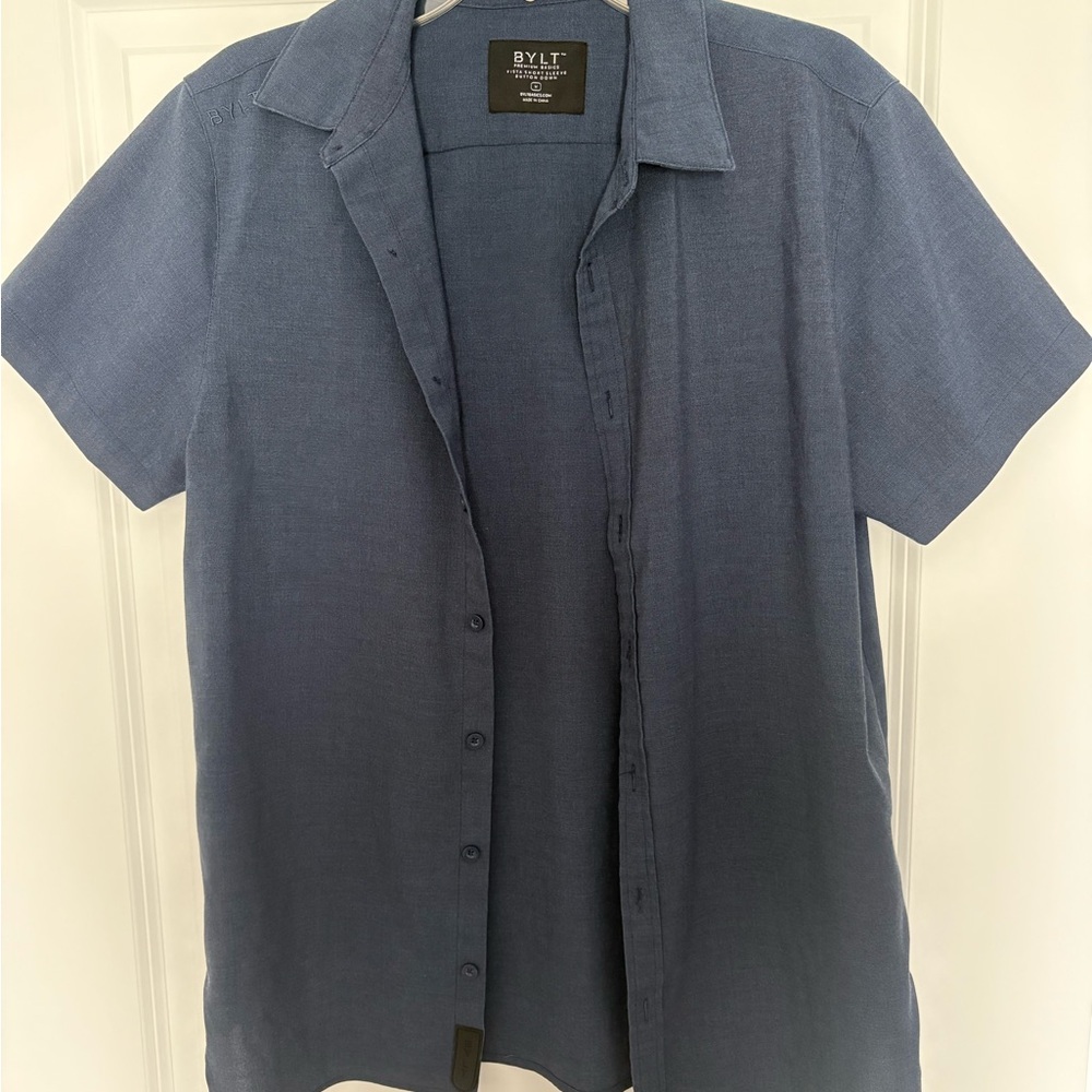 BYLT Vista Men's Navy Blue Short Sleeve Shirt Size Medium
